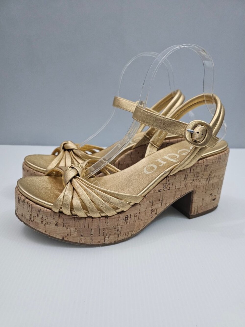 Pedro Garcia Digna Platform Sandals EU 41 Gold Leather Cork Ankle Strap NEW